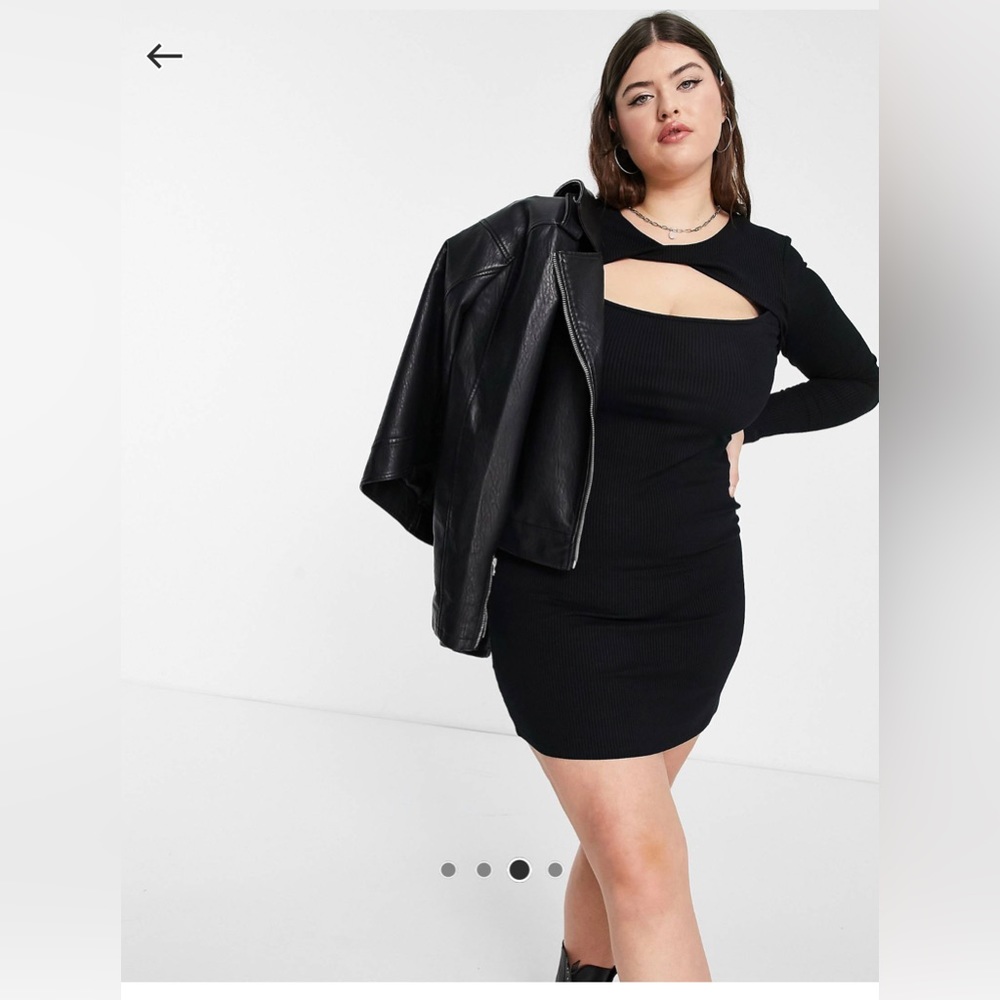 ASOS DESIGN Curve twist front ribbed mini dress in black